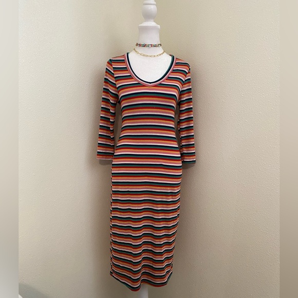 Sweet Claire Multi-Colored Striped Midi Dress - Picture 3 of 11